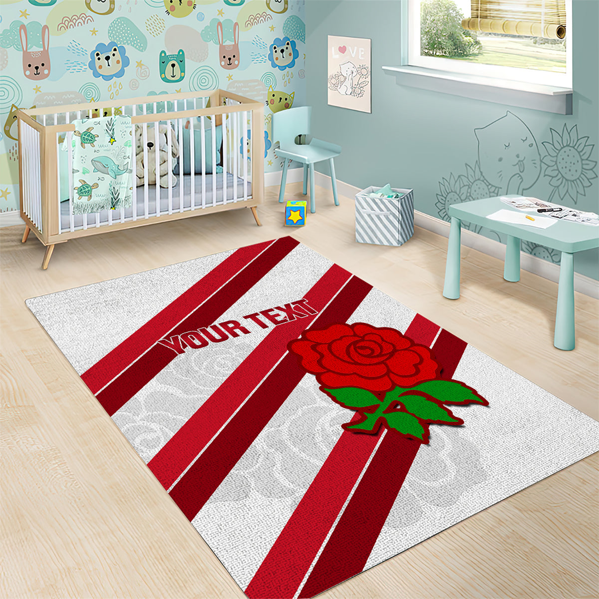 Custom England Rugby Area Rug 2024 Go Champions Red Rose Sporty Version - Vibe Hoodie Shop