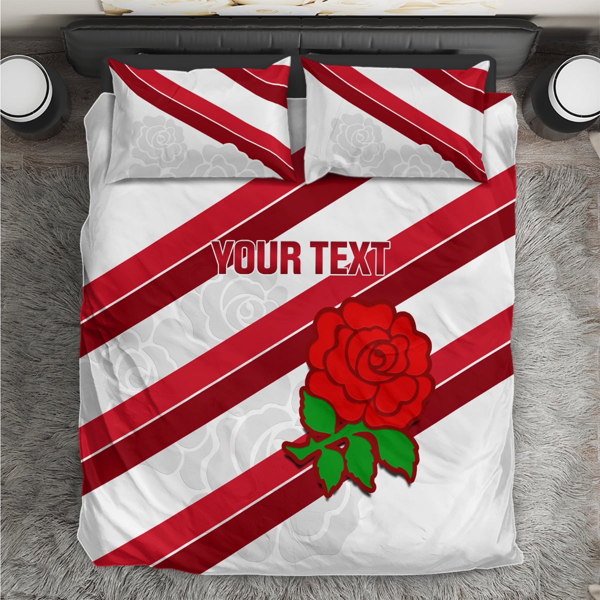 Custom England Rugby Bedding Set 2024 Go Champions Red Rose Sporty Version - Vibe Hoodie Shop