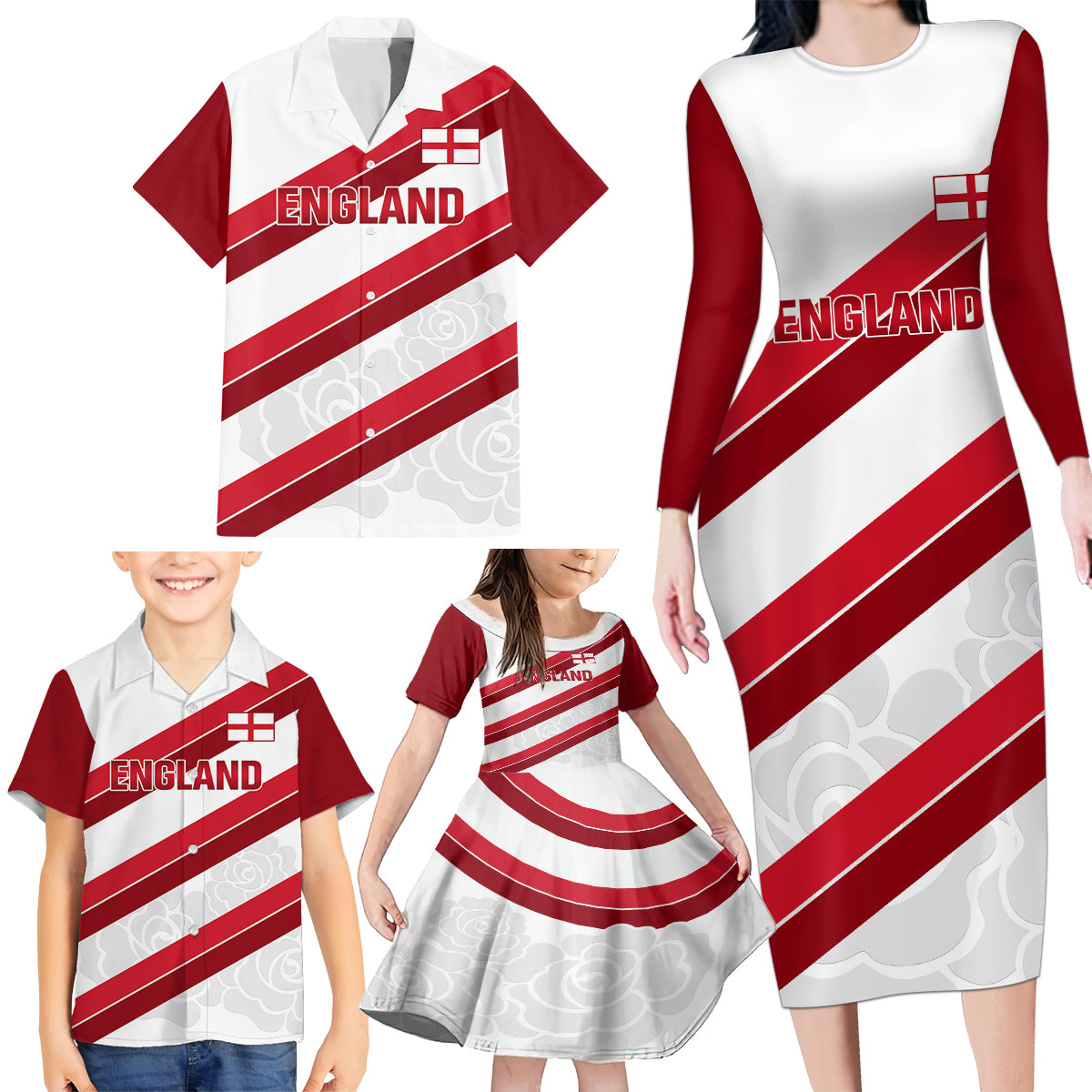 custom-england-rugby-family-matching-long-sleeve-bodycon-dress-and-hawaiian-shirt-2024-go-champions-red-rose-sporty-version