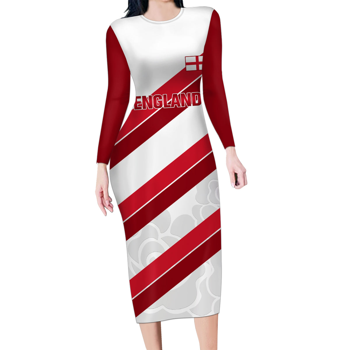 custom-england-rugby-family-matching-long-sleeve-bodycon-dress-and-hawaiian-shirt-2024-go-champions-red-rose-sporty-version