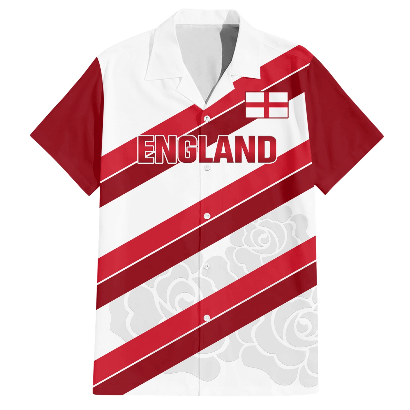 Custom England Rugby Hawaiian Shirt 2024 Go Champions Red Rose Sporty Version - Vibe Hoodie Shop