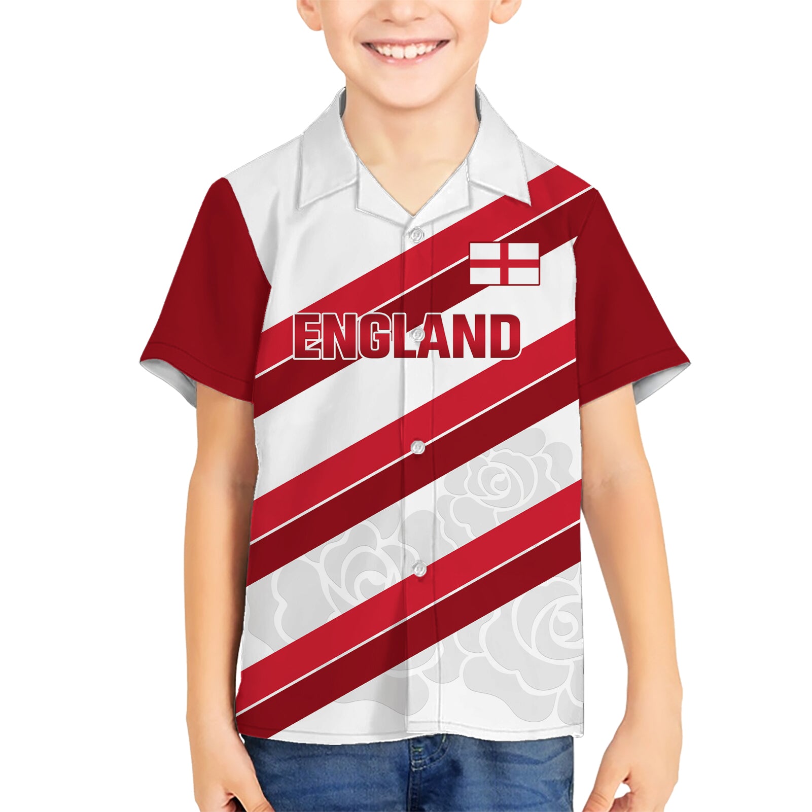 Custom England Rugby Hawaiian Shirt 2024 Go Champions Red Rose Sporty Version - Vibe Hoodie Shop