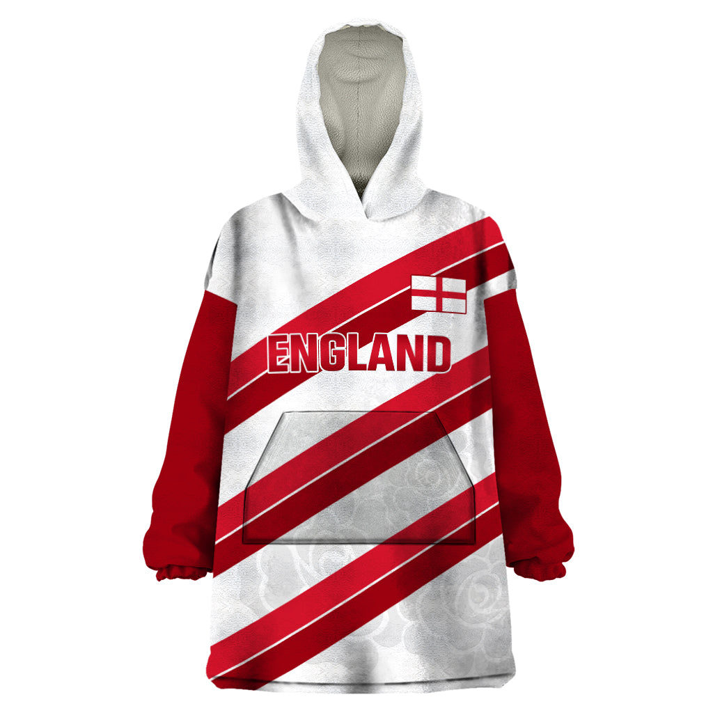 Custom England Rugby Wearable Blanket Hoodie 2024 Go Champions Red Rose Sporty Version - Vibe Hoodie Shop