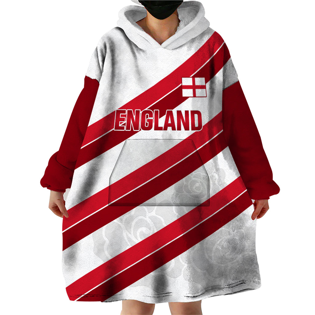 Custom England Rugby Wearable Blanket Hoodie 2024 Go Champions Red Rose Sporty Version - Vibe Hoodie Shop