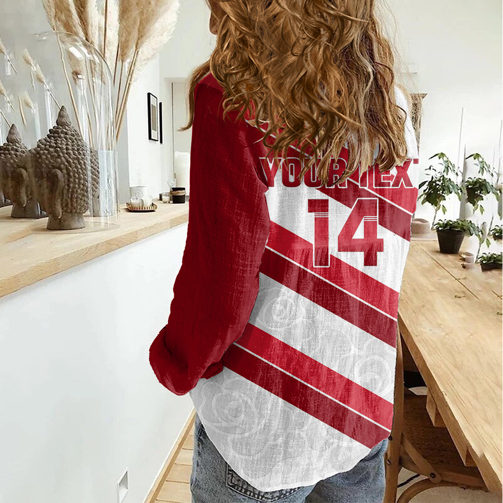 Custom England Rugby Women Casual Shirt 2024 Go Champions Red Rose Sporty Version - Vibe Hoodie Shop