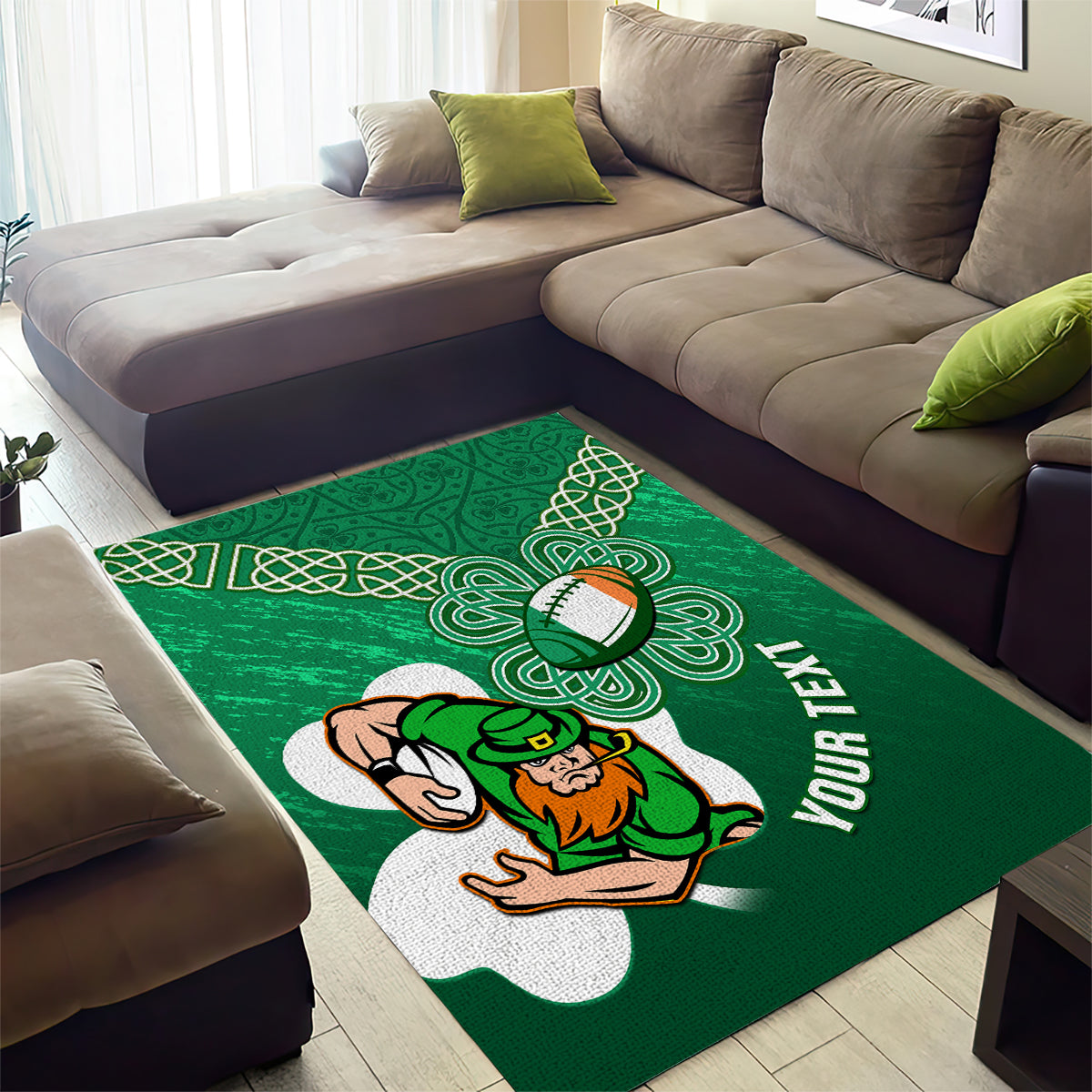 Custom Ireland Rugby Area Rug 2024 Irish Shamrocks With Celtic Pattern - Vibe Hoodie Shop