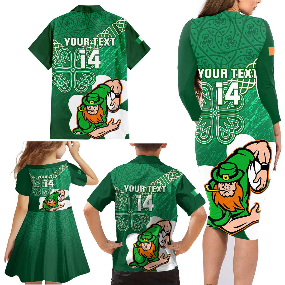 custom-ireland-rugby-family-matching-long-sleeve-bodycon-dress-and-hawaiian-shirt-2024-irish-shamrocks-with-celtic-pattern