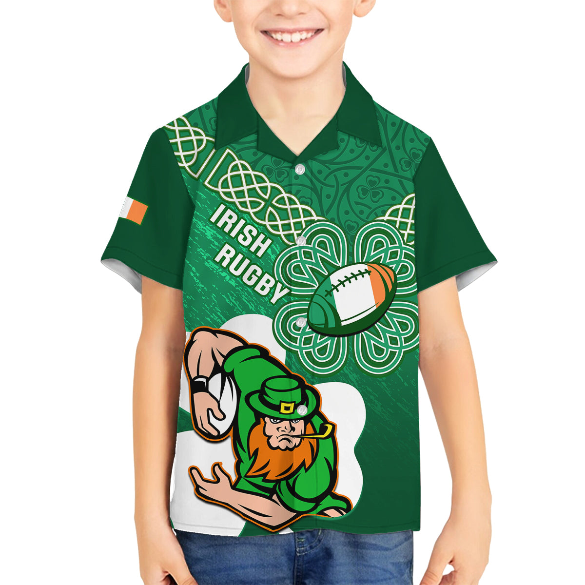 custom-ireland-rugby-family-matching-long-sleeve-bodycon-dress-and-hawaiian-shirt-2024-irish-shamrocks-with-celtic-pattern