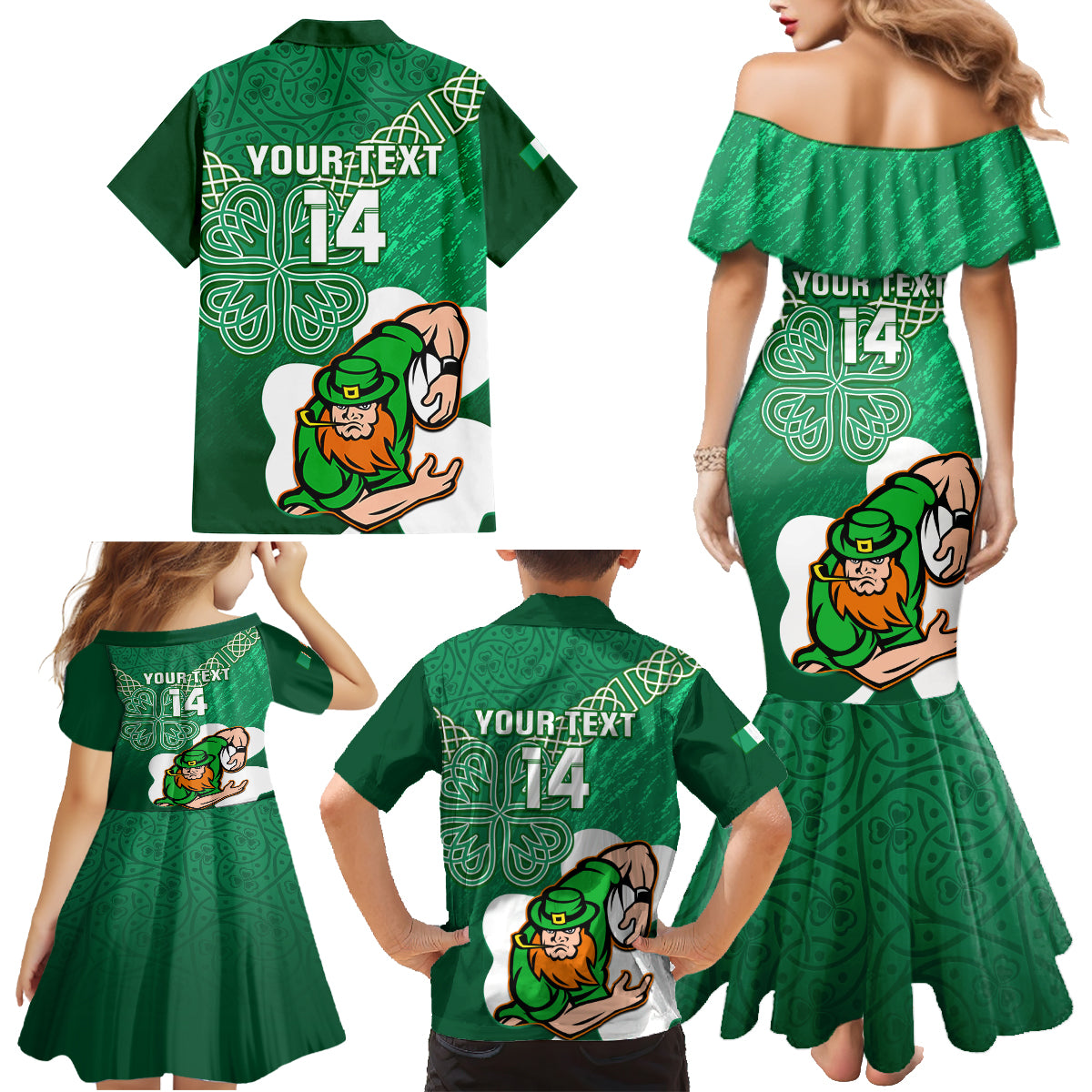 custom-ireland-rugby-family-matching-mermaid-dress-and-hawaiian-shirt-2024-irish-shamrocks-with-celtic-pattern