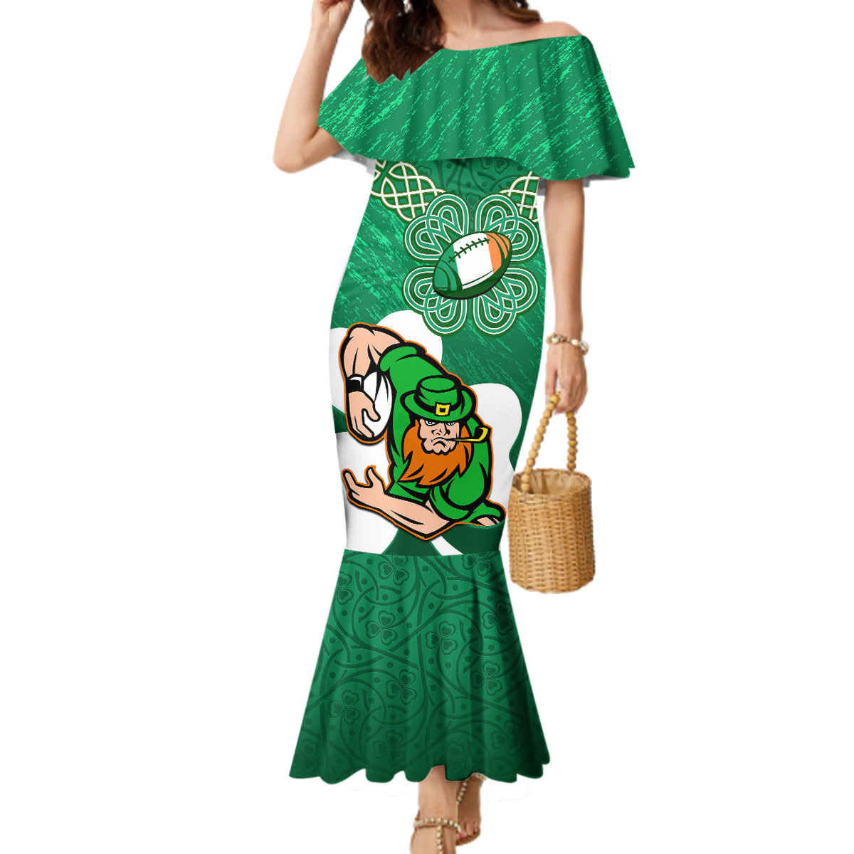 custom-ireland-rugby-family-matching-mermaid-dress-and-hawaiian-shirt-2024-irish-shamrocks-with-celtic-pattern