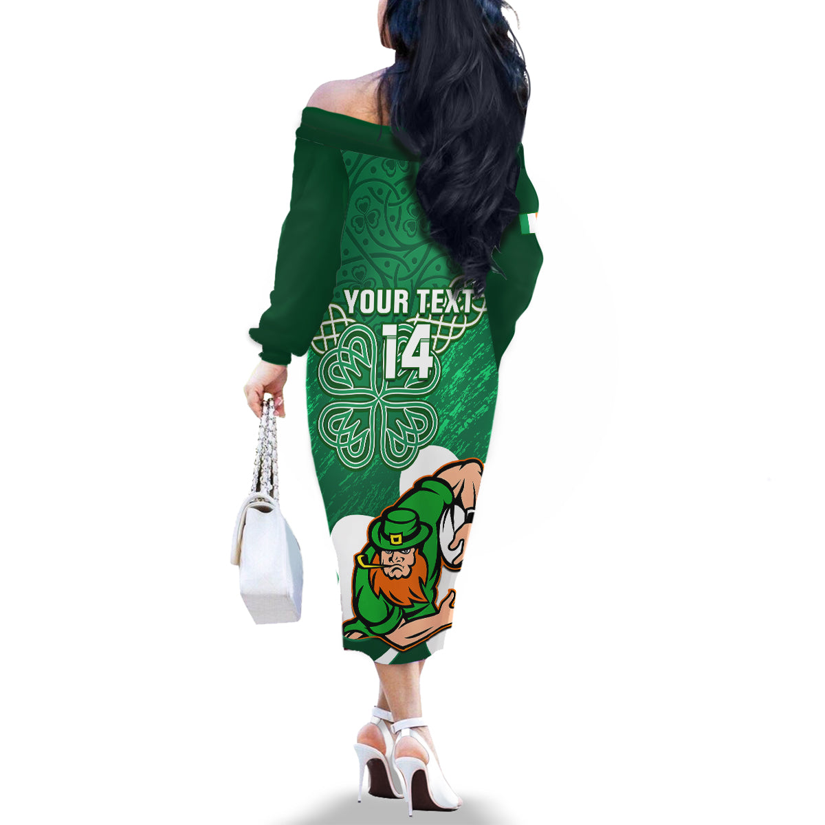 custom-ireland-rugby-family-matching-off-shoulder-long-sleeve-dress-and-hawaiian-shirt-2024-irish-shamrocks-with-celtic-pattern