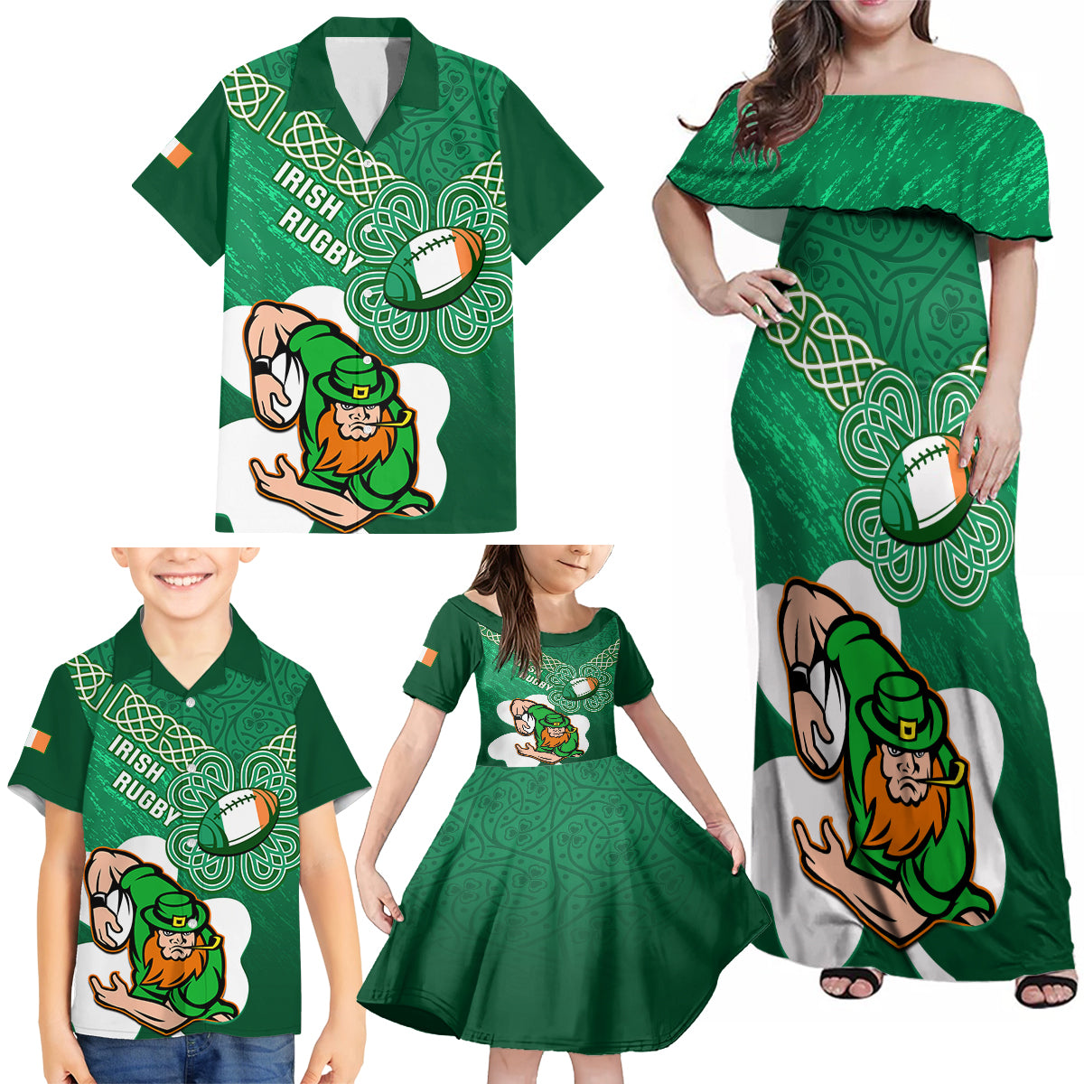 custom-ireland-rugby-family-matching-off-shoulder-maxi-dress-and-hawaiian-shirt-2024-irish-shamrocks-with-celtic-pattern