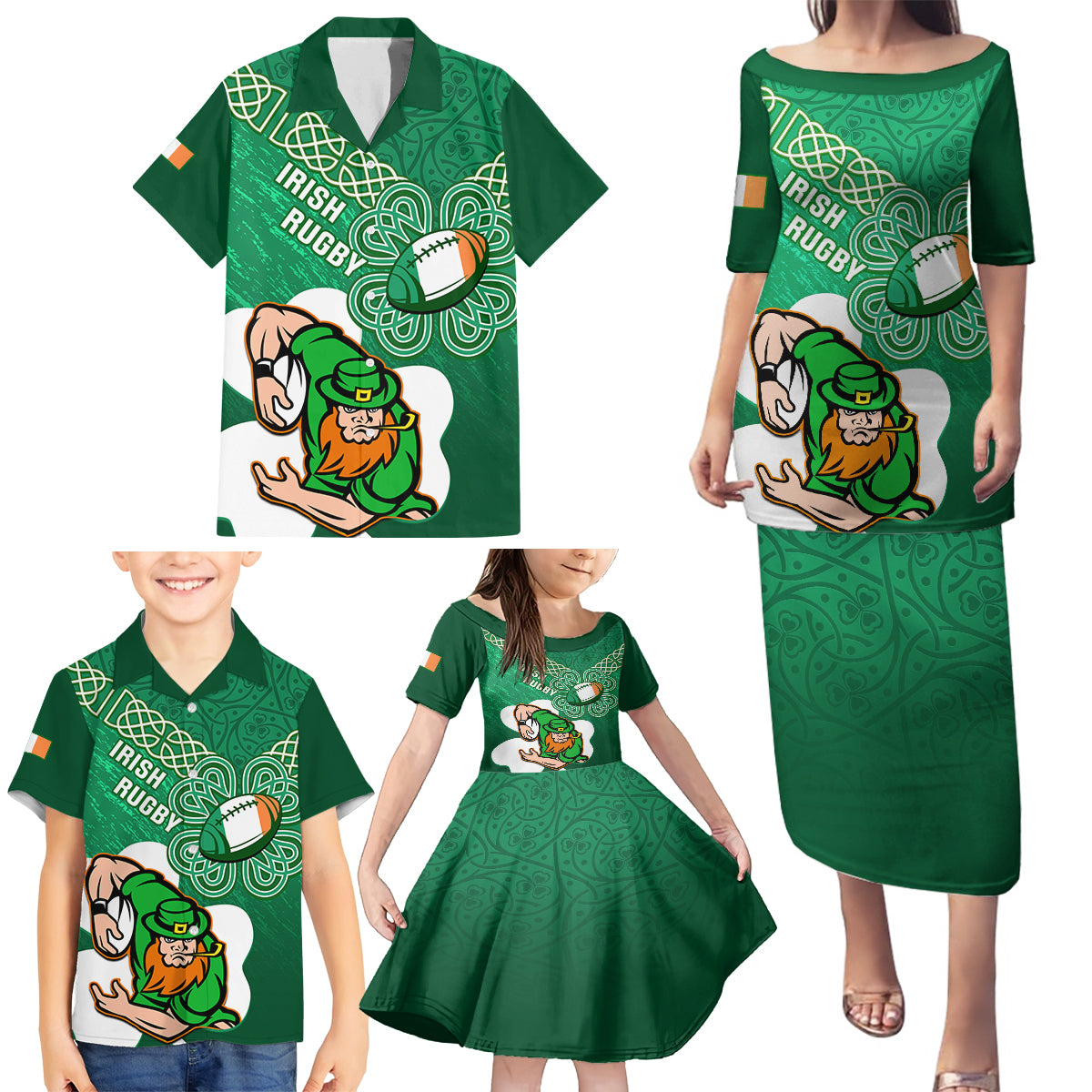 custom-ireland-rugby-family-matching-puletasi-and-hawaiian-shirt-2024-irish-shamrocks-with-celtic-pattern