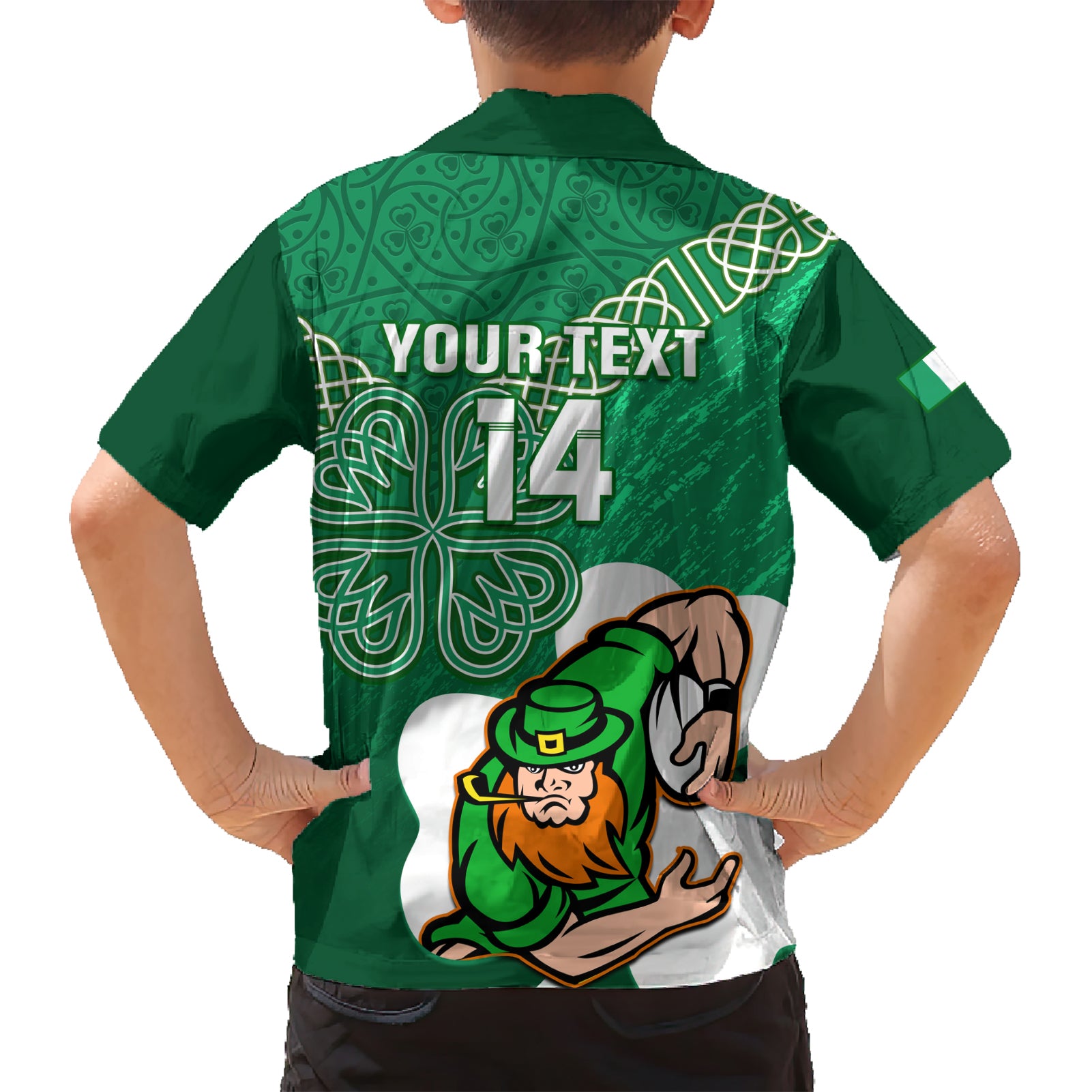 custom-ireland-rugby-family-matching-short-sleeve-bodycon-dress-and-hawaiian-shirt-2024-irish-shamrocks-with-celtic-pattern