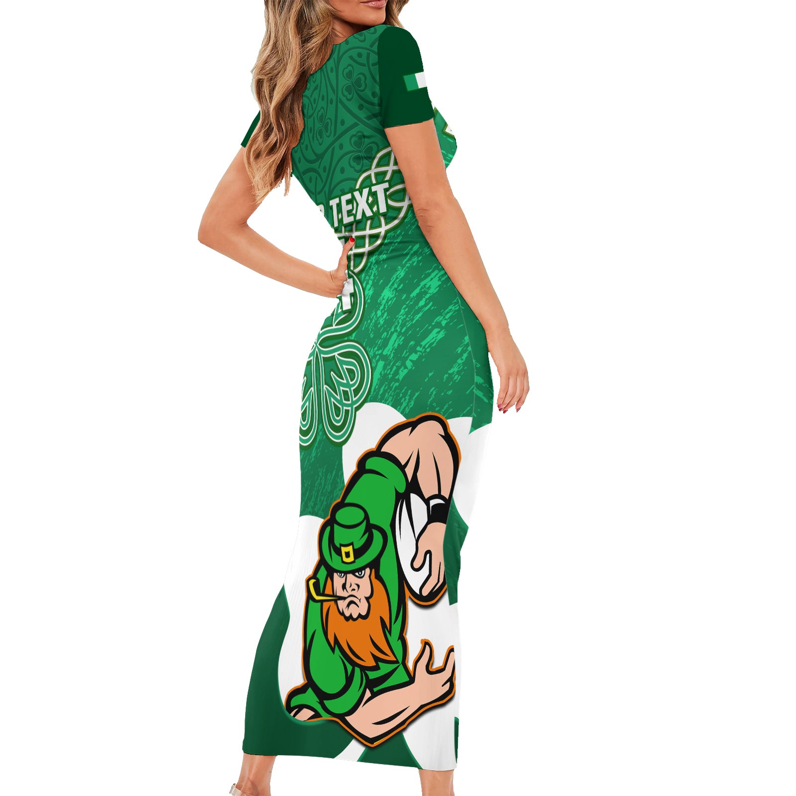 custom-ireland-rugby-family-matching-short-sleeve-bodycon-dress-and-hawaiian-shirt-2024-irish-shamrocks-with-celtic-pattern