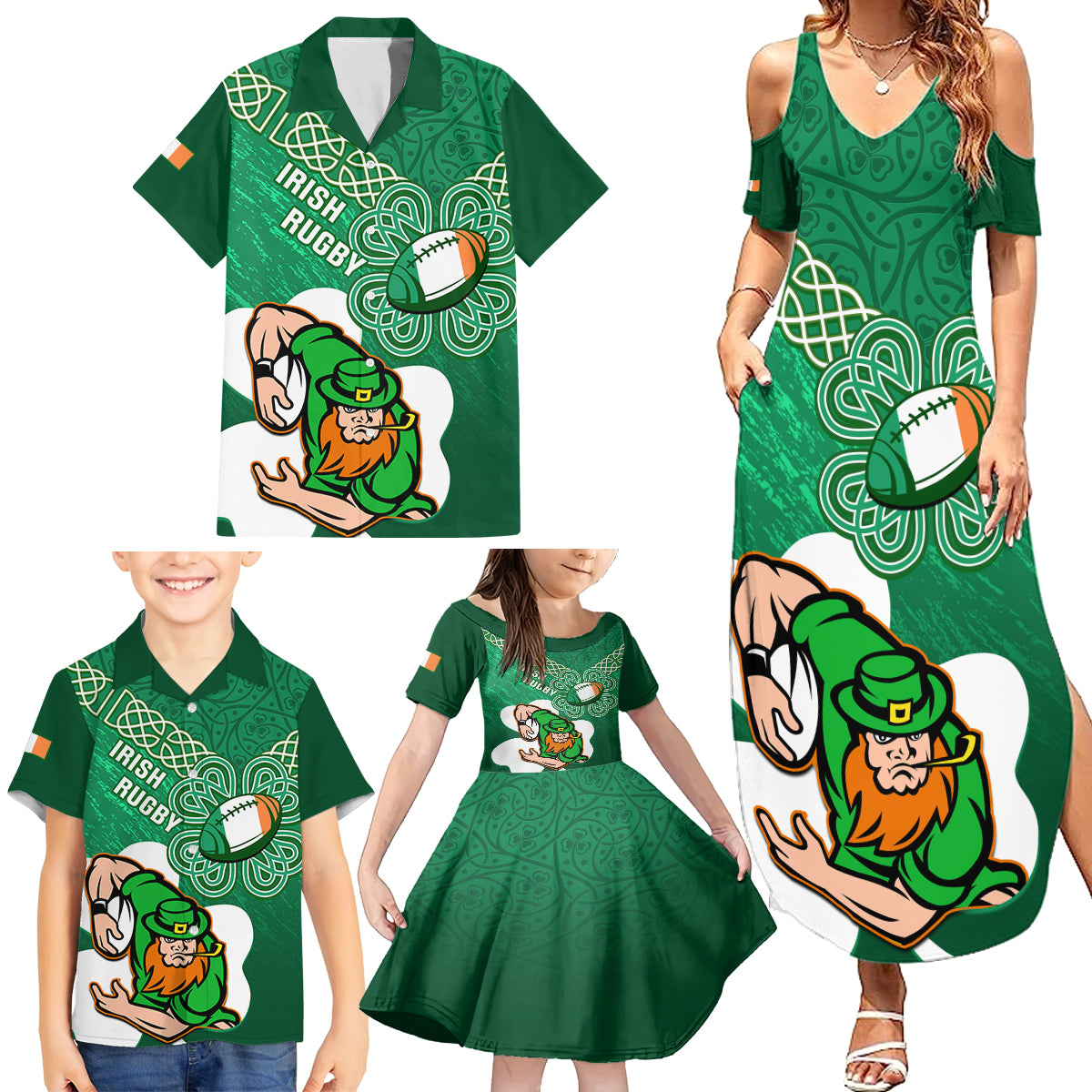 custom-ireland-rugby-family-matching-summer-maxi-dress-and-hawaiian-shirt-2024-irish-shamrocks-with-celtic-pattern