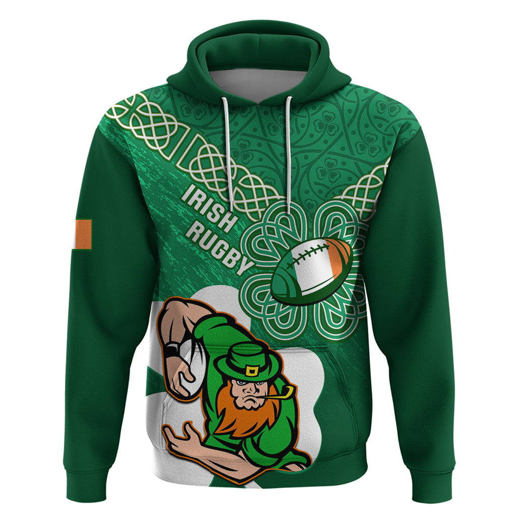 Custom Ireland Rugby Hoodie 2024 Irish Shamrocks With Celtic Pattern - Vibe Hoodie Shop
