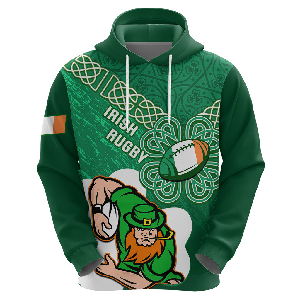 Custom Ireland Rugby Hoodie 2024 Irish Shamrocks With Celtic Pattern - Vibe Hoodie Shop