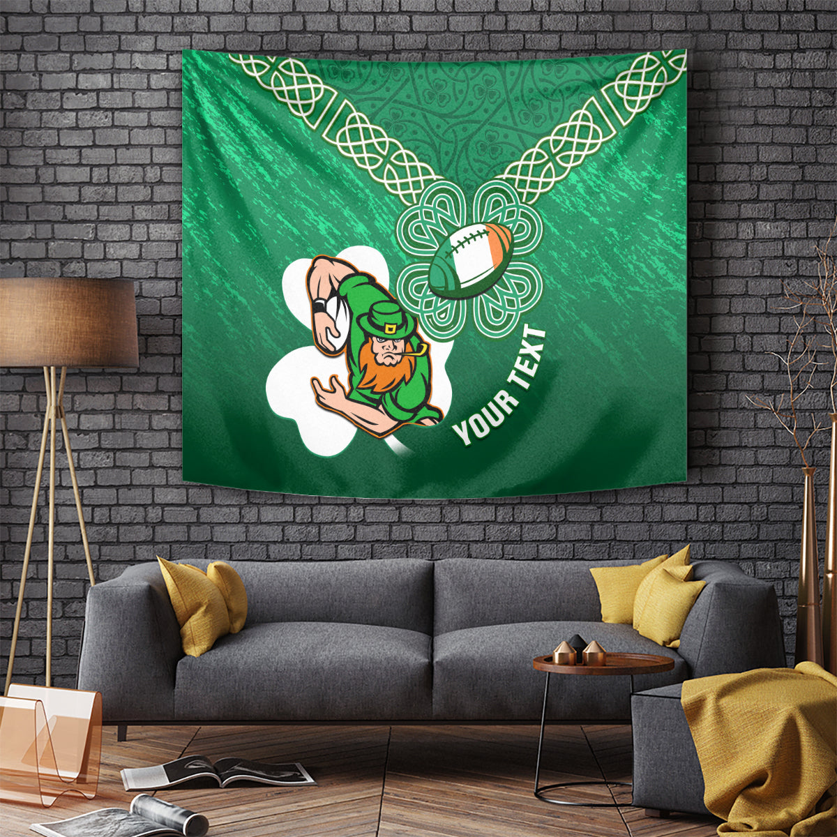 Custom Ireland Rugby Tapestry 2024 Irish Shamrocks With Celtic Pattern - Vibe Hoodie Shop