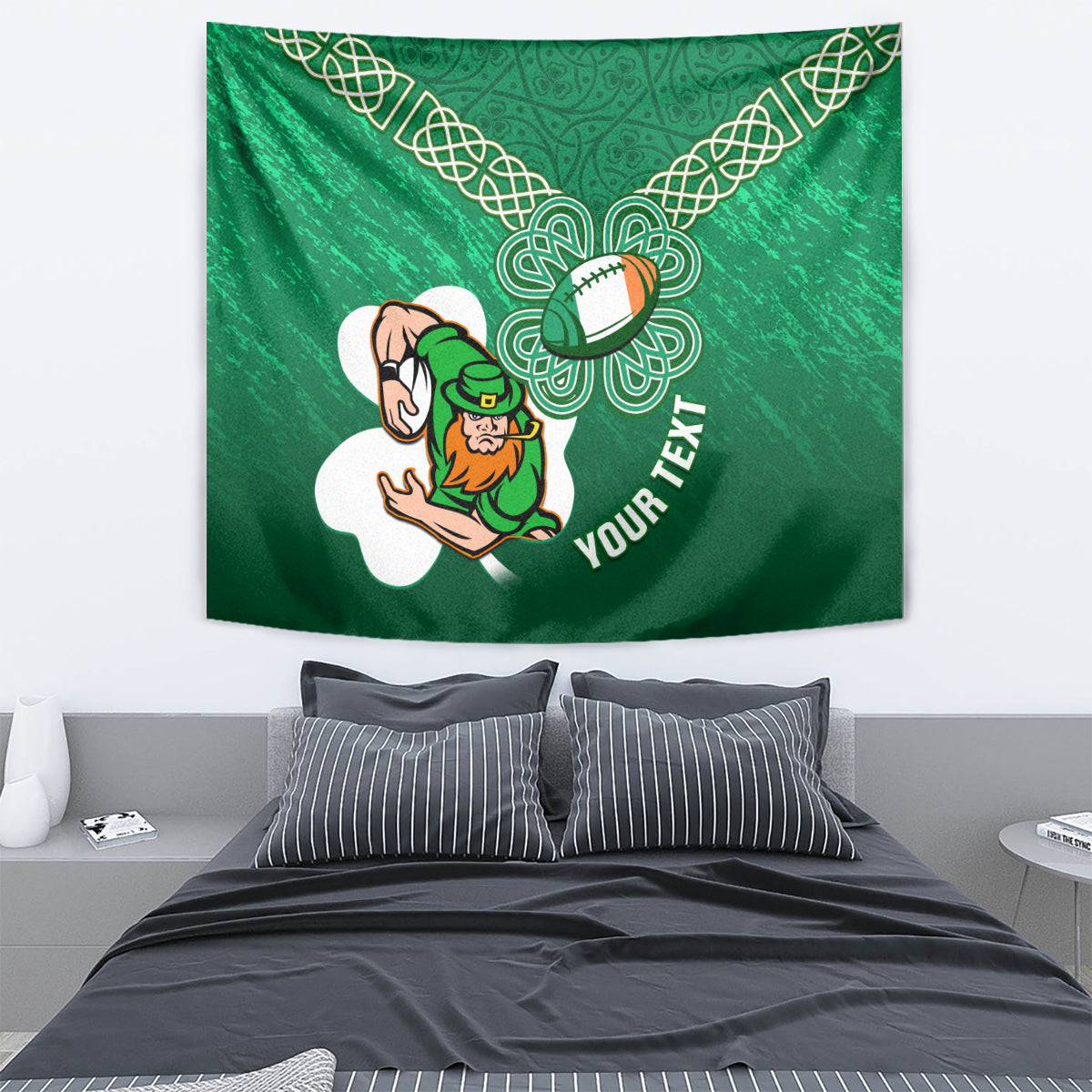 Custom Ireland Rugby Tapestry 2024 Irish Shamrocks With Celtic Pattern - Vibe Hoodie Shop