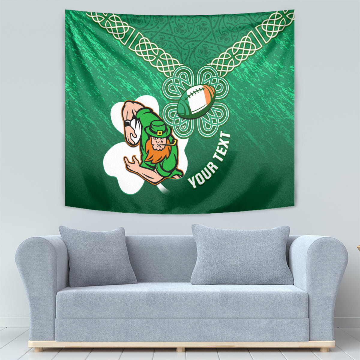 Custom Ireland Rugby Tapestry 2024 Irish Shamrocks With Celtic Pattern - Vibe Hoodie Shop