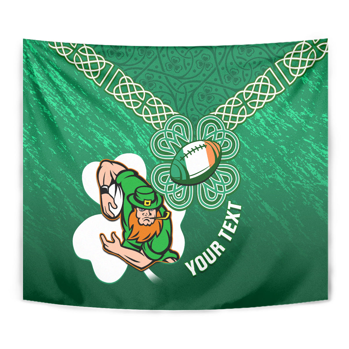 Custom Ireland Rugby Tapestry 2024 Irish Shamrocks With Celtic Pattern - Vibe Hoodie Shop