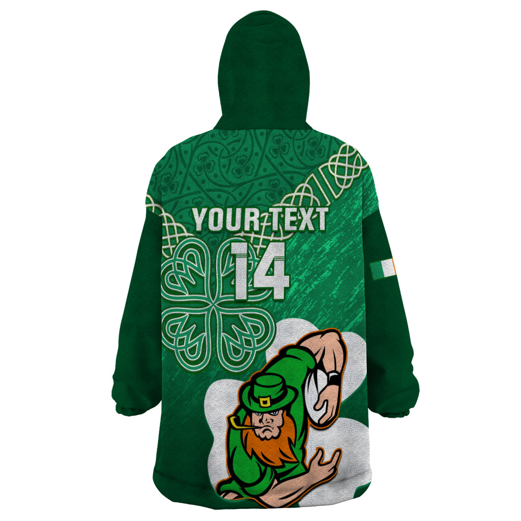 Custom Ireland Rugby Wearable Blanket Hoodie 2024 Irish Shamrocks With Celtic Pattern - Vibe Hoodie Shop