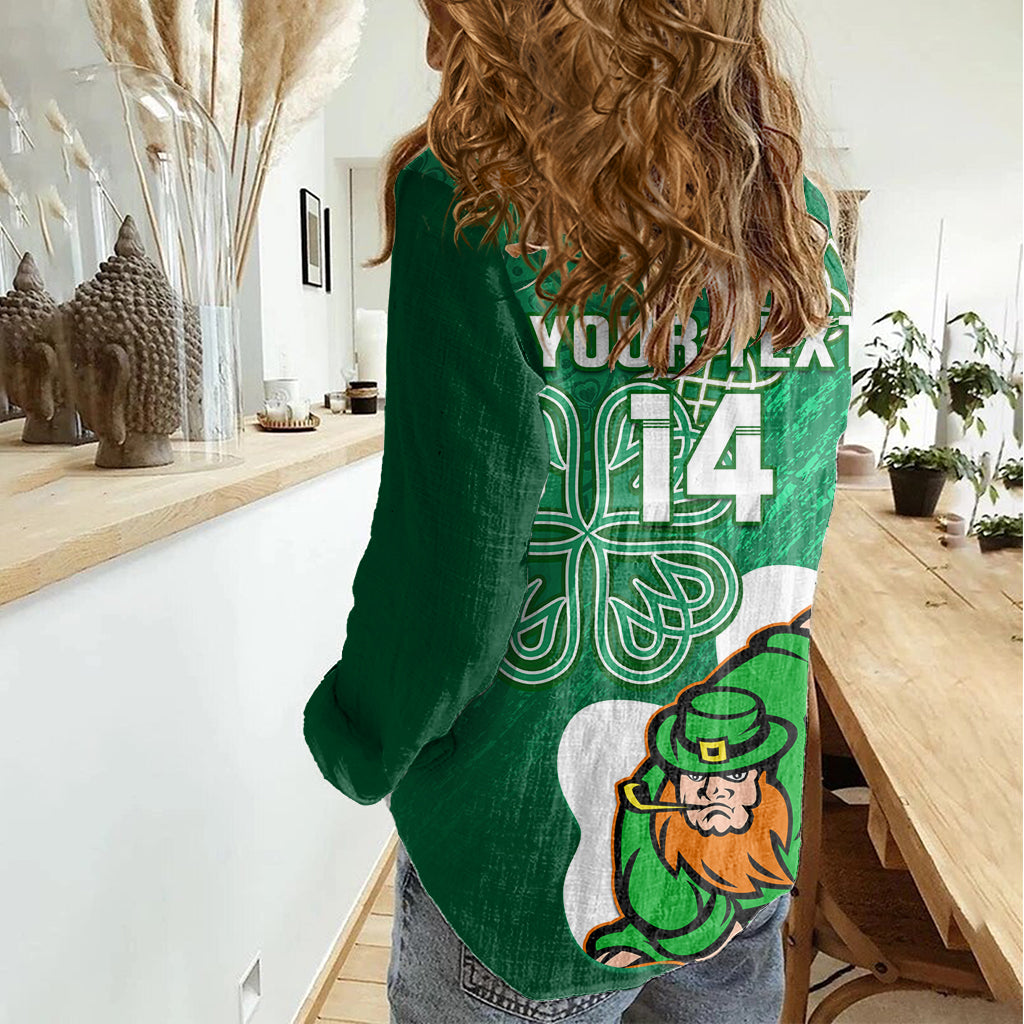 Custom Ireland Rugby Women Casual Shirt 2024 Irish Shamrocks With Celtic Pattern - Vibe Hoodie Shop