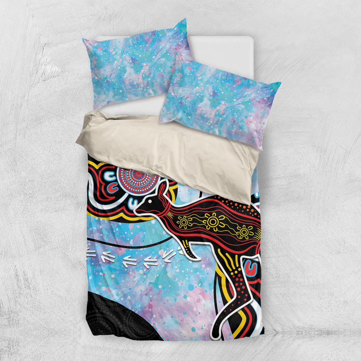 Australia Opal Bedding Set Aussie Kangaroo Aboriginal Art - Vibe Hoodie Shop
