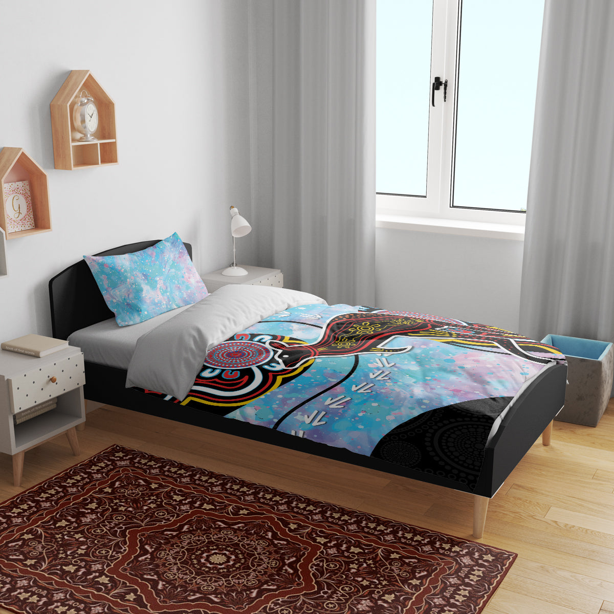 Australia Opal Bedding Set Aussie Kangaroo Aboriginal Art - Vibe Hoodie Shop