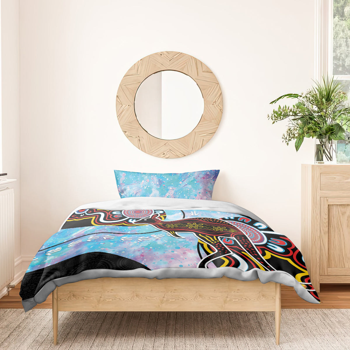Australia Opal Bedding Set Aussie Kangaroo Aboriginal Art - Vibe Hoodie Shop