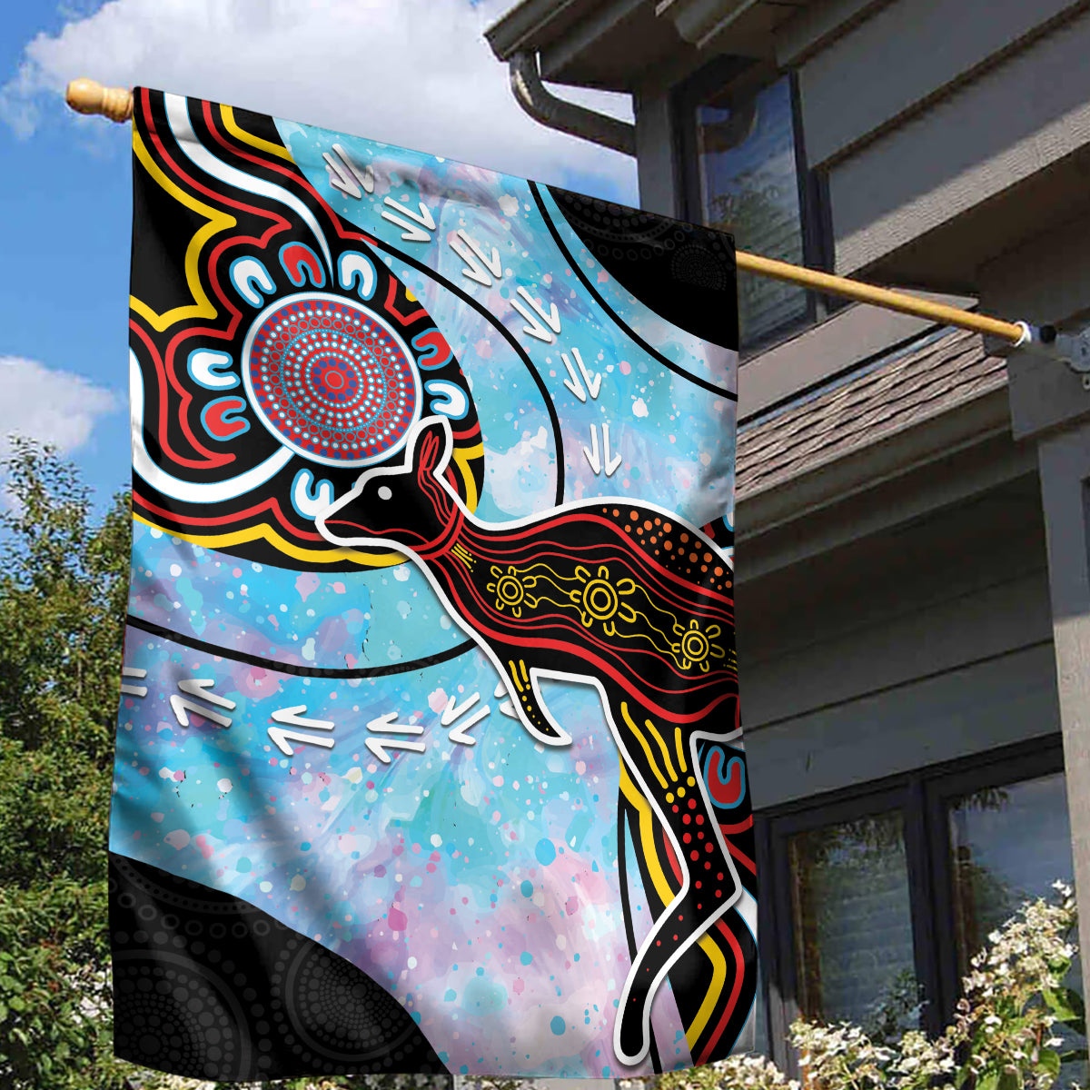 Australia Opal Garden Flag Aussie Kangaroo Aboriginal Art - Vibe Hoodie Shop