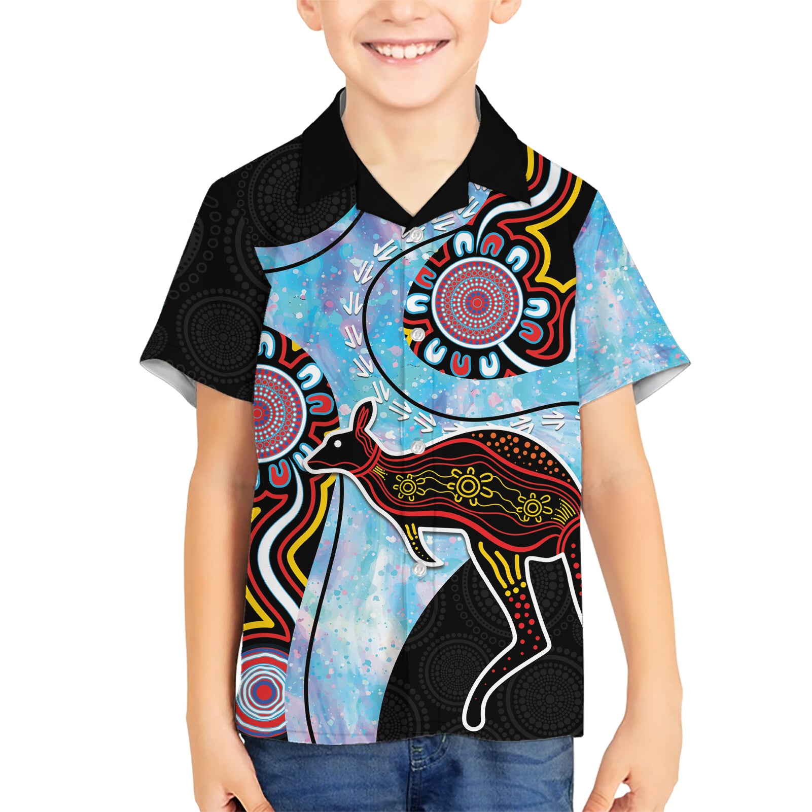 Australia Opal Hawaiian Shirt Aussie Kangaroo Aboriginal Art - Vibe Hoodie Shop