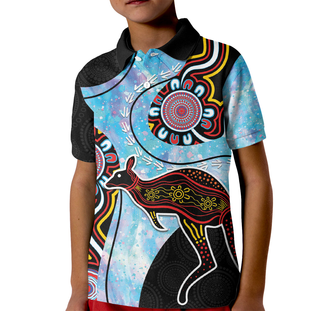 Australia Opal Kid Polo Shirt Aussie Kangaroo Aboriginal Art - Vibe Hoodie Shop