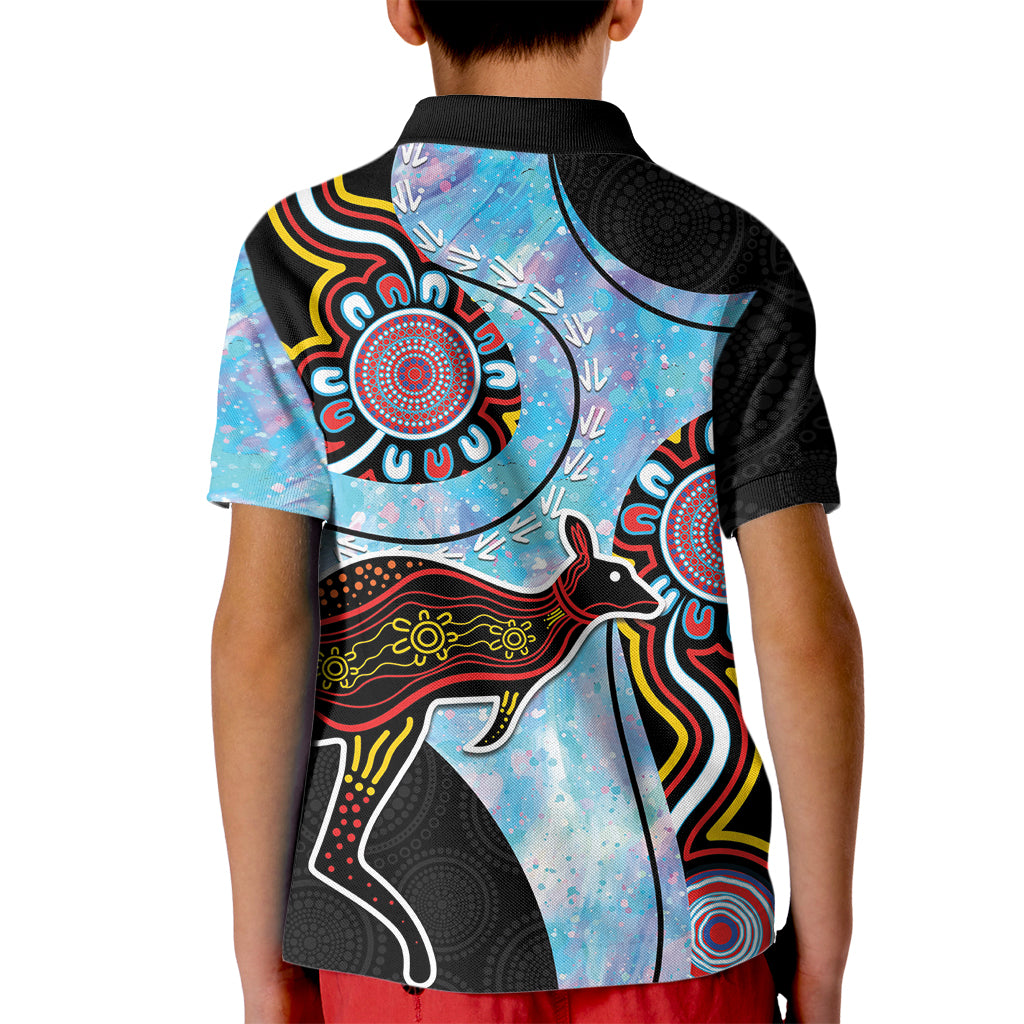 Australia Opal Kid Polo Shirt Aussie Kangaroo Aboriginal Art - Vibe Hoodie Shop