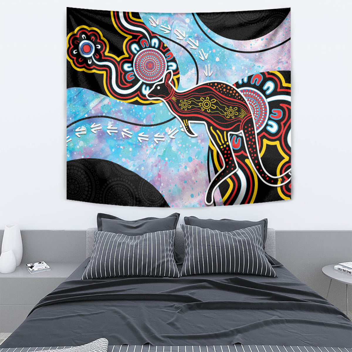 Australia Opal Tapestry Aussie Kangaroo Aboriginal Art - Vibe Hoodie Shop