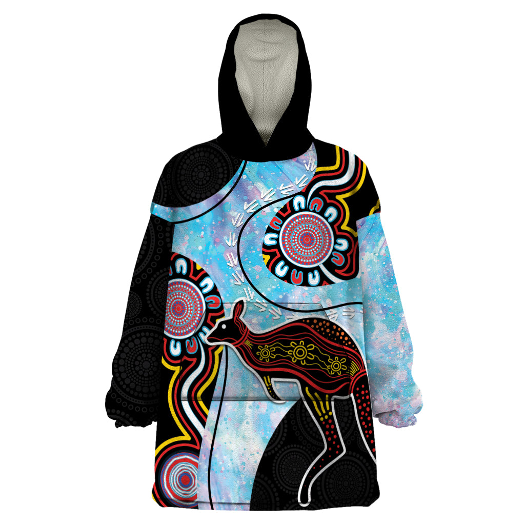 Australia Opal Wearable Blanket Hoodie Aussie Kangaroo Aboriginal Art - Vibe Hoodie Shop