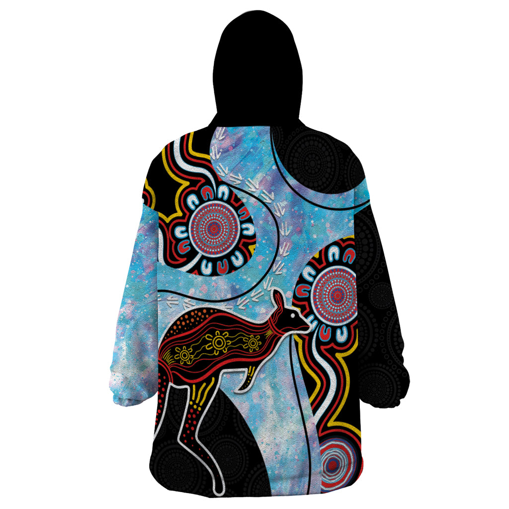 Australia Opal Wearable Blanket Hoodie Aussie Kangaroo Aboriginal Art - Vibe Hoodie Shop