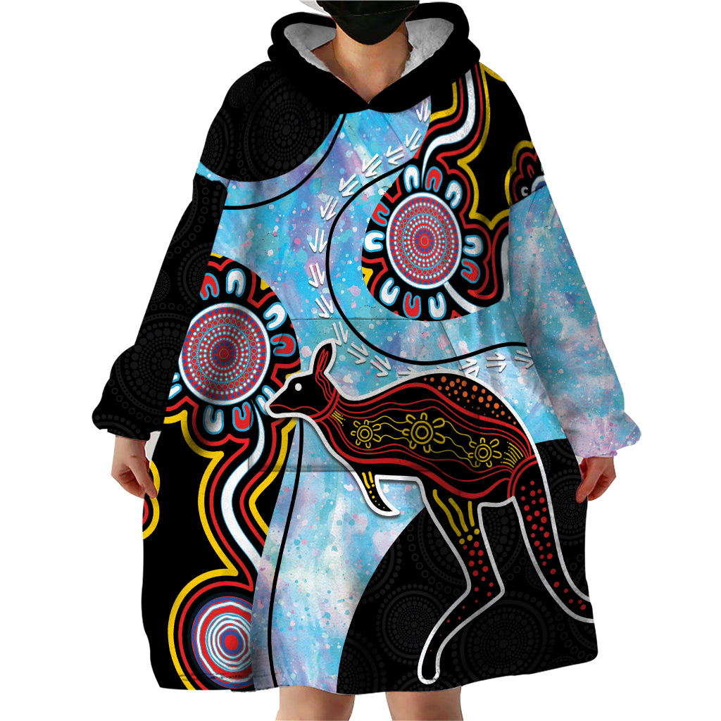 Australia Opal Wearable Blanket Hoodie Aussie Kangaroo Aboriginal Art - Vibe Hoodie Shop