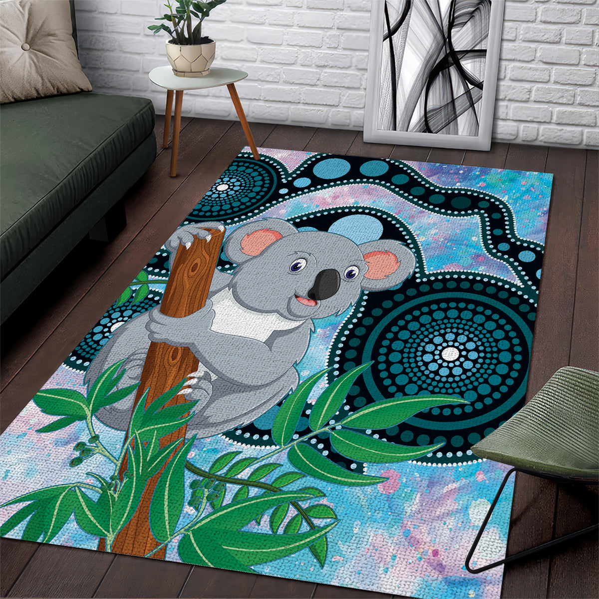 Australia Opal Koala Area Rug Aussie Aboriginal Art - Vibe Hoodie Shop