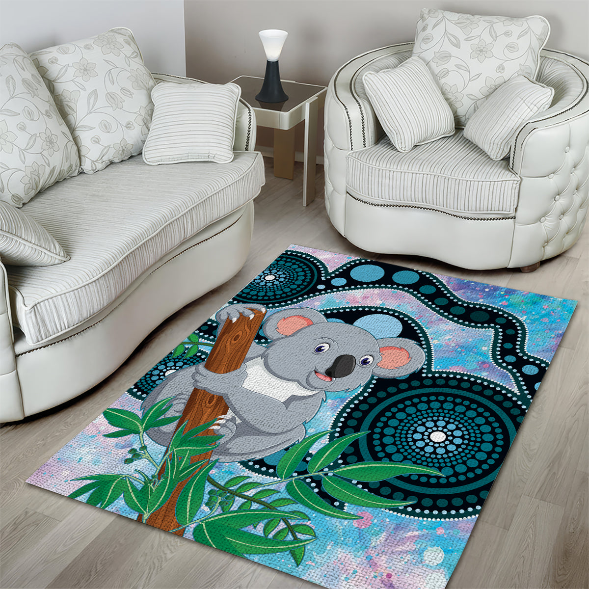 Australia Opal Koala Area Rug Aussie Aboriginal Art - Vibe Hoodie Shop