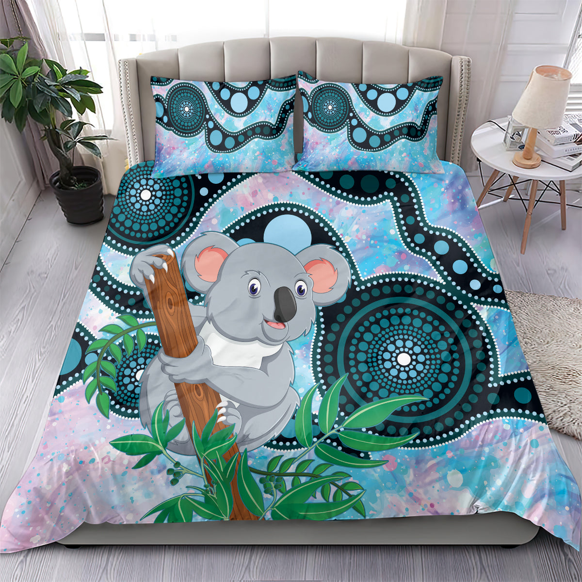 Australia Opal Koala Bedding Set Aussie Aboriginal Art - Vibe Hoodie Shop
