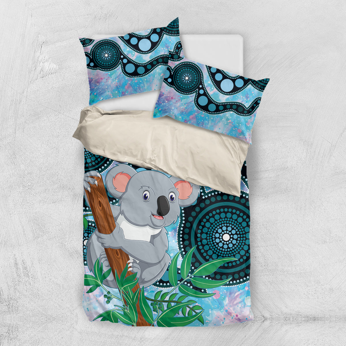 Australia Opal Koala Bedding Set Aussie Aboriginal Art - Vibe Hoodie Shop