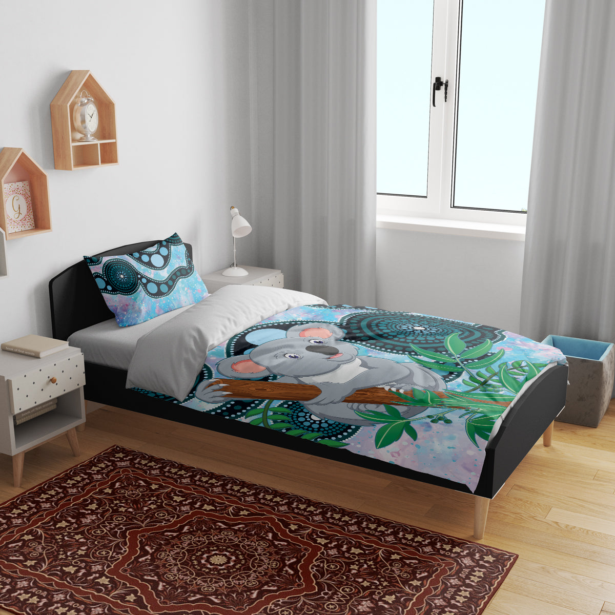 Australia Opal Koala Bedding Set Aussie Aboriginal Art - Vibe Hoodie Shop