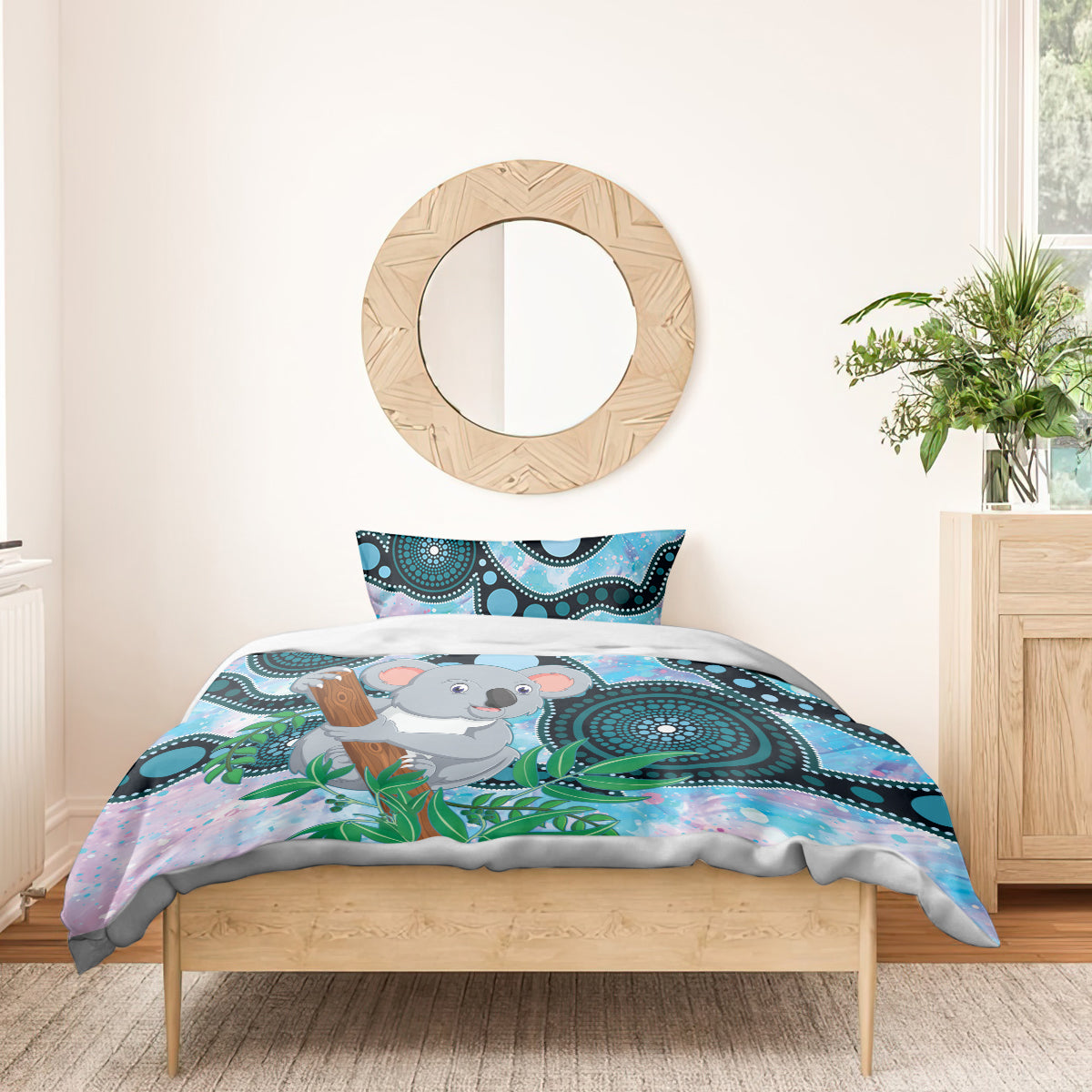 Australia Opal Koala Bedding Set Aussie Aboriginal Art - Vibe Hoodie Shop