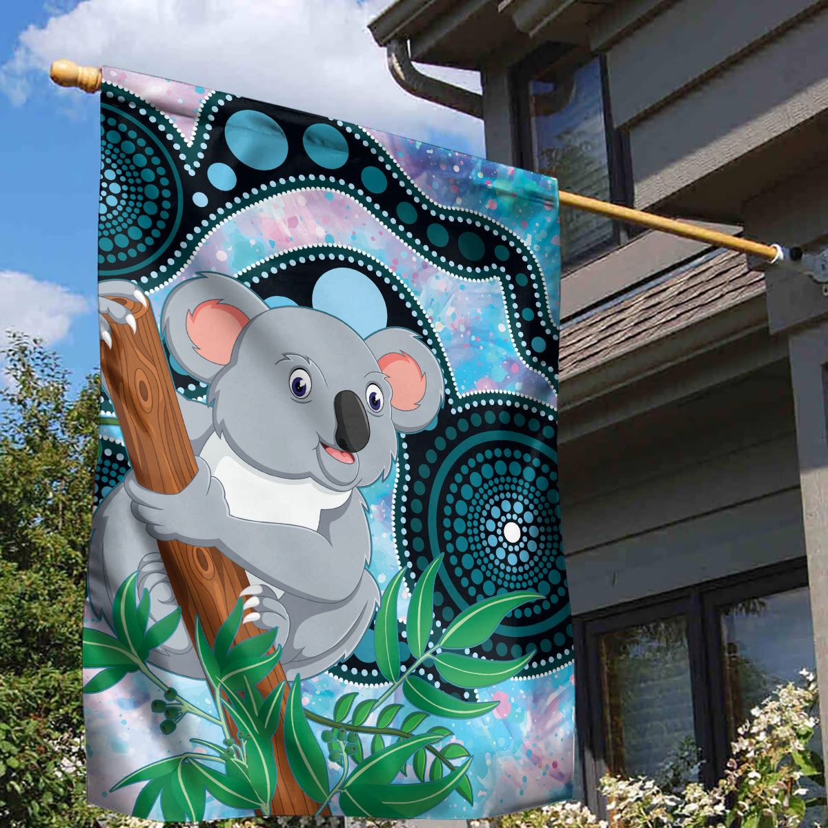 Australia Opal Koala Garden Flag Aussie Aboriginal Art - Vibe Hoodie Shop