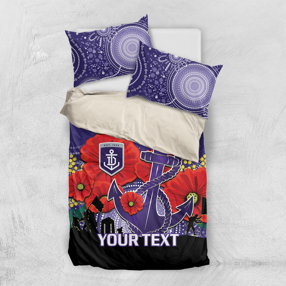Custom Dockers Football ANZAC Bedding Set Gallipoli Camouflage With Poppies - Vibe Hoodie Shop