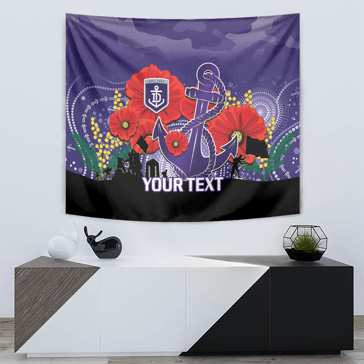 Custom Dockers Football ANZAC Tapestry Gallipoli Camouflage With Poppies - Vibe Hoodie Shop