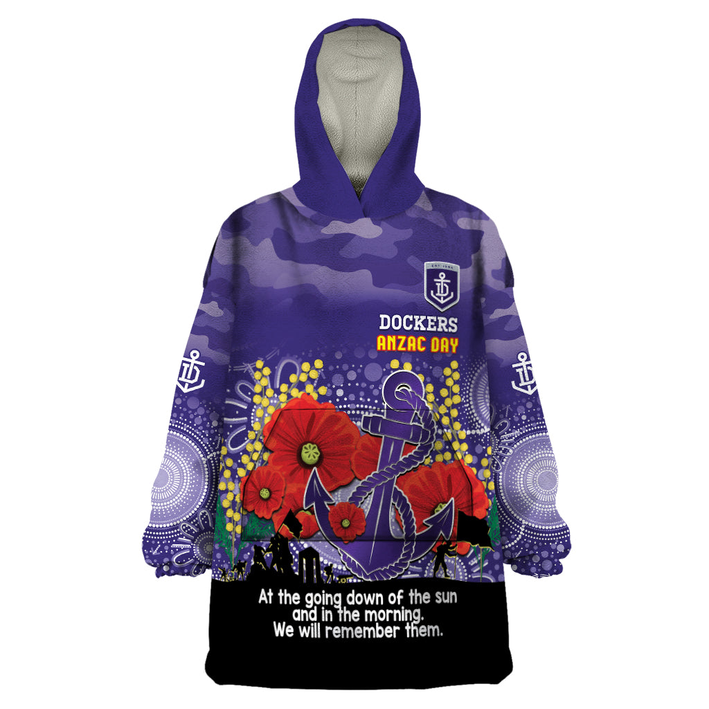 Custom Dockers Football ANZAC Wearable Blanket Hoodie Gallipoli Camouflage With Poppies - Vibe Hoodie Shop