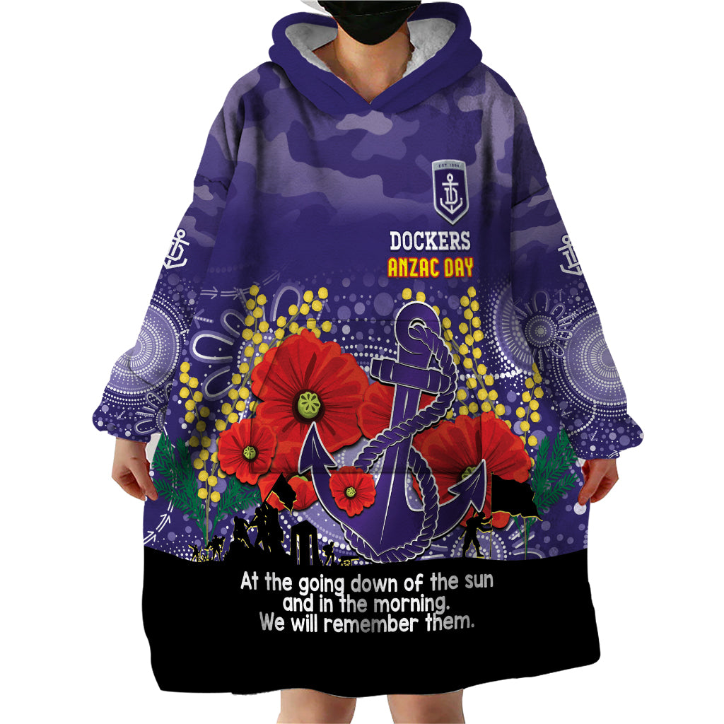 Custom Dockers Football ANZAC Wearable Blanket Hoodie Gallipoli Camouflage With Poppies - Vibe Hoodie Shop